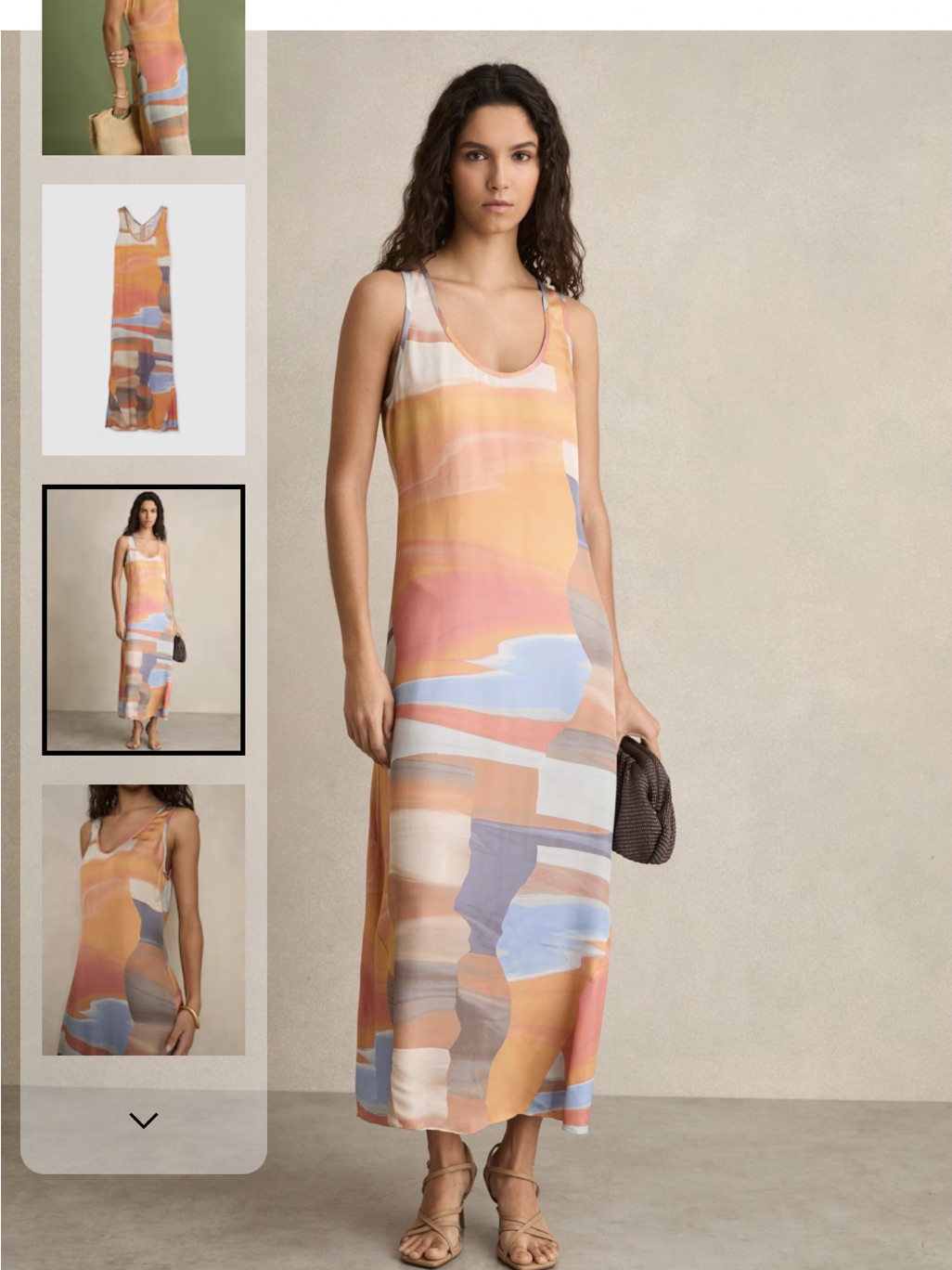 Reiss Layla Coral Sunset Print Sleeveless Slip Dress In